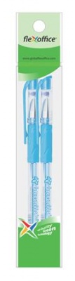Gélové pero, 0,2 mm, s vrchnákom, 2 ks/blister, FLEXOFFICE "Handle", modré