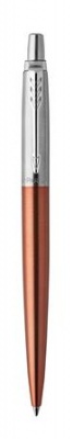 Guľôčkové pero, 0,7 mm, strieborný klip, Chelsea oranžové telo pera, PARKER, "Royal Jotter", modré