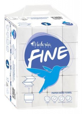 Papierové utierky, Z/V ohyb, 2-vrstvové, 200 listov, VICTORIA HYGIENE "Fine", biele