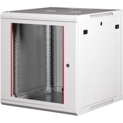 Rack skriňa, nástenná, 19", 12U, v demonte, LANDE "PROlineB", sivá