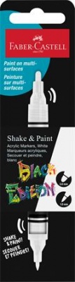 Dekoračný popisovač, 1,0/3,0 mm, obojstranný, akrylový, FABER-CASTELL "Shake&Paint", biely