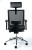 Exkluzívna kancelárska stolička s opierkou hlavy, čierna koža, sieťové operadlo,hliníkový podstavec, MAYAH "Maxy"