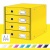 Zásuvkový box, polaminovaný kartón, 4 zásuvky, LEITZ "Click&Store", žltá